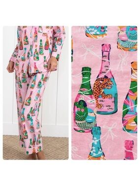 Printfresh Anthropologie Pop the Bubbly Organic Cotton Pajama Set Size Small